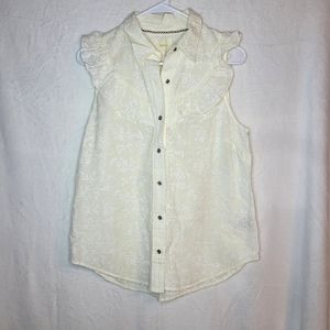 Anthropologie Mauve Wildflower Boho Blouse Embroidered Ruffle Floral Cottagecore